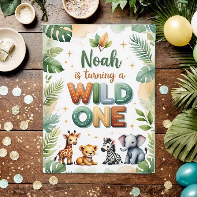 Wild One 1st Birthday Invitation Card - Noah (Creator Uploaded)
