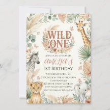 Wild One 1st Birthday Invitation Photo Boho