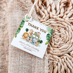 Wild One 1st Birthday Invitation Safari Animals Favour Tags