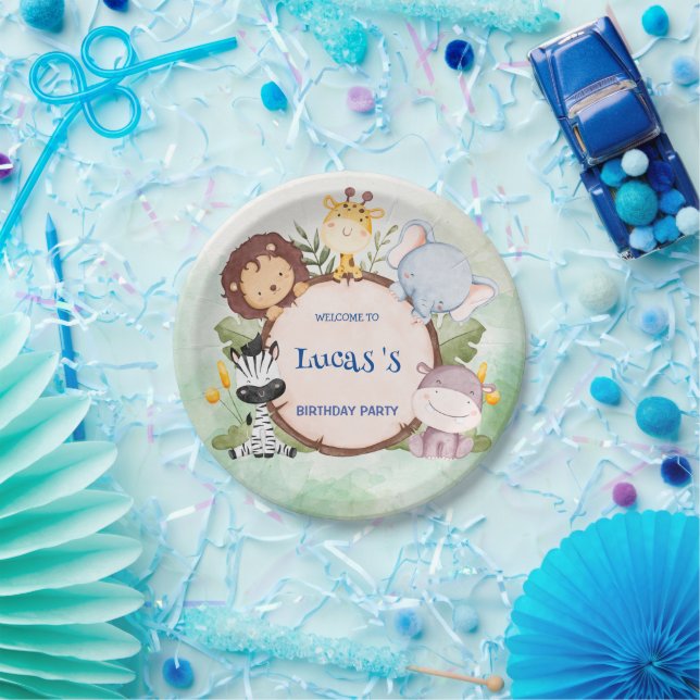 wild one 1st birthday jungle safari Birthday party Paper Plate (Party)