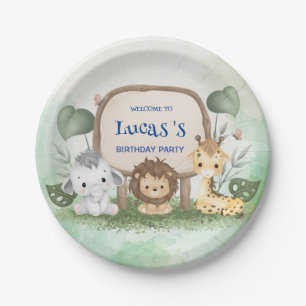 wild one 1st birthday jungle safari Birthday party Paper Plate