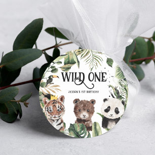 Wild One 1st Birthday   King of Things Crown Classic Round Sticker