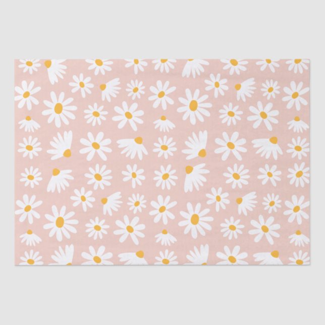 Wild One 1st Birthday Party Boho Blush Pink Daisy  Tissue Paper (Front)