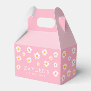 Wild One 1st Birthday Party Boho Pink Daisy Favor Box