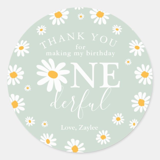 Wild One 1st Birthday Party Boho Retro Daisy Class Classic Round Sticker (Front)