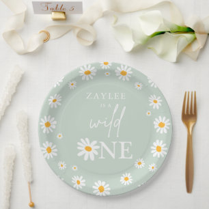 Wild One 1st Birthday Party Boho Retro Daisy Paper Paper Plate