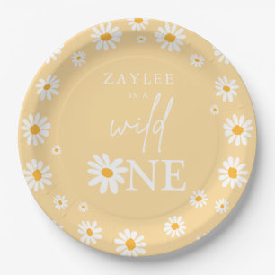 Wild One 1st Birthday Party Boho Retro Daisy Paper Plate