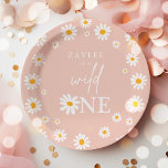 Wild One 1st Birthday Party Boho Retro Daisy Paper Plate<br><div class="desc">Wild One 1st Birthday Party Boho Retro Daisy Paper Plate</div>