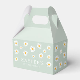 Wild One 1st Birthday Party Boho Sage Green Daisy Favor Box