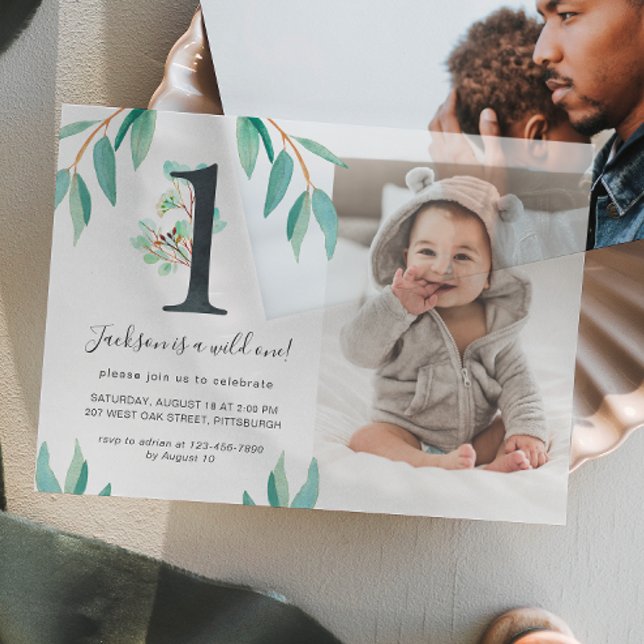 Wild One 1st Birthday Party Photo Vellum Invitations (Creator Uploaded)