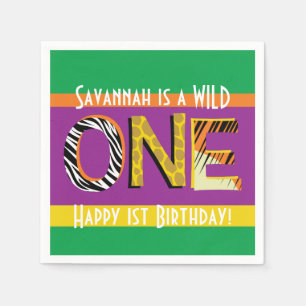 Wild One 1st Birthday Party Safari Napkin