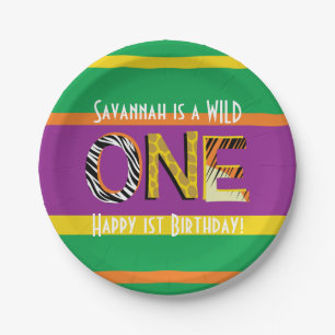 Wild One 1st Birthday Party Safari Paper Plate