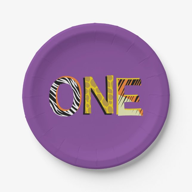 Wild One 1st Birthday Party Safari Paper Plate (Front)