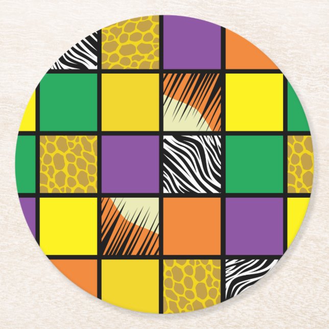 Wild One 1st Birthday Party Safari Round Paper Coaster (Front)