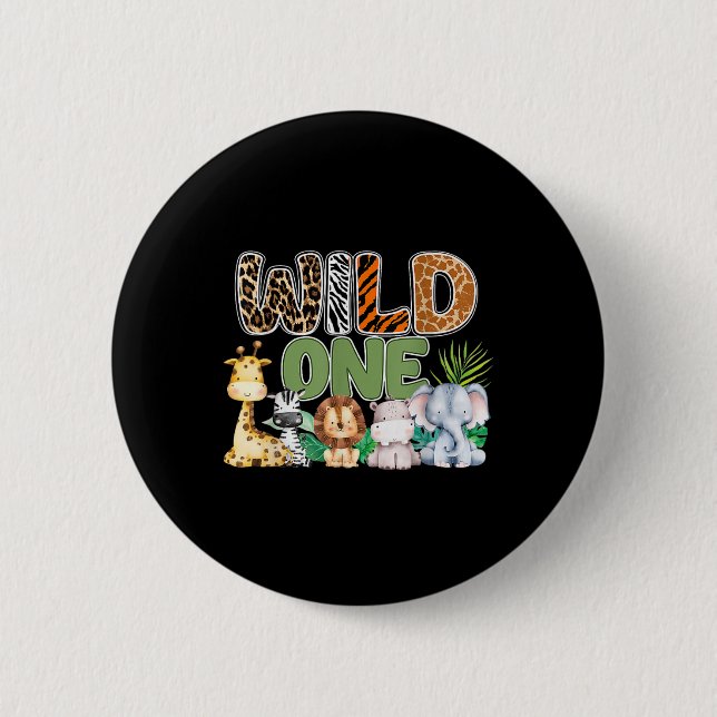 Wild One 1st Birthday Safari Family Matching  2 Inch Round Button (Front)