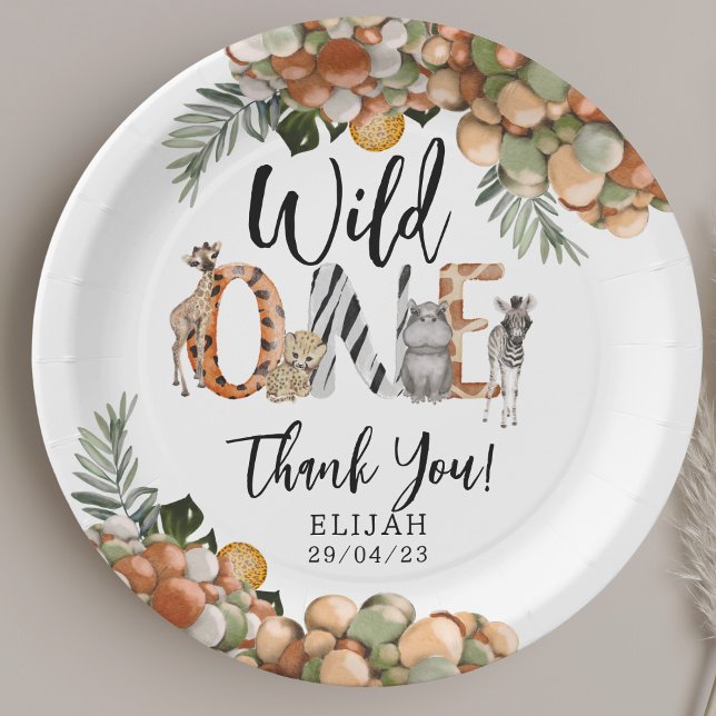 Wild One 1st Birthday Safari Paper Plate (Creator Uploaded)
