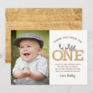 Wild One 1st Birthday Thank You Photo Card