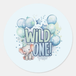 Wild One 1st Birthday Watercolor Classic Round Sticker
