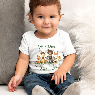 Wild One 1st Birthday Woodland Forest Animals Baby T-Shirt
