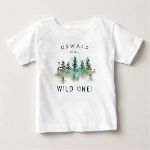 Wild One 1st Birthday Woodland Watercolor Baby T-Shirt