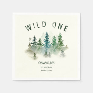 Wild One 1st Birthday Woodland Watercolor Napkin