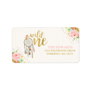 Wild One Address Labels Boho Floral Wild One Party