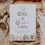 Wild One and Wild and Three Joint Invite<br><div class="desc">A 1st and 3rd joint Birthday invitation template featuring watercolour lion faces and neutral toned safari leaves along the bottom. Perfect for your 'Wild One' and 'Wild and Three' safari themed Birthday party!</div>