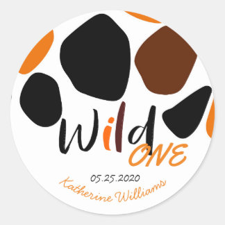 Wild One Animal Pattern Modern Birthday Sticker