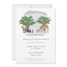 Wild One Animal Safari Baby Shower Invitation