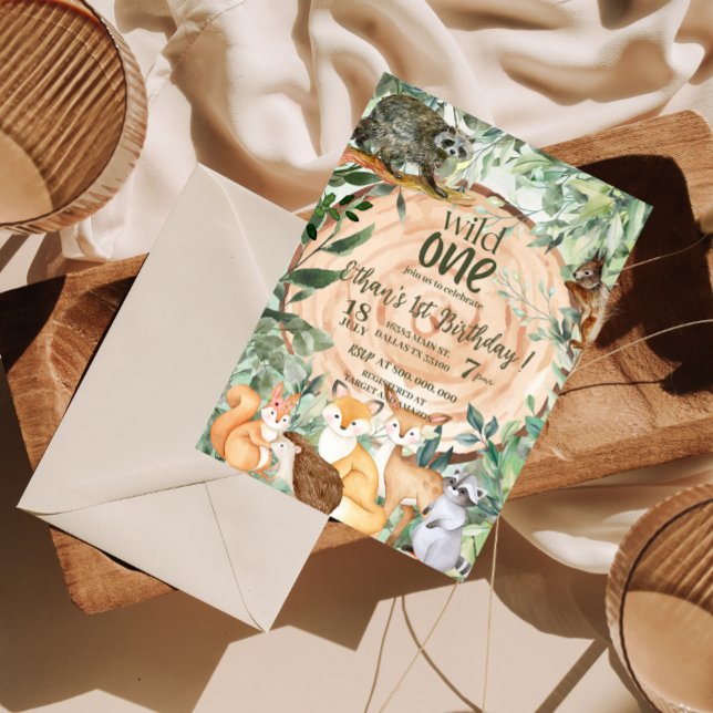 Wild One Animals Woodland 1st birthday Invitation (Creator Uploaded)