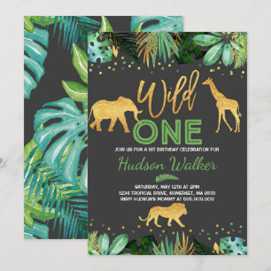 Wild One Anniversaire Invitation Jungle Animaux Pa