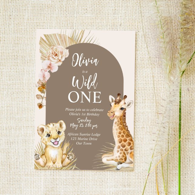 Wild one baby animals boho arch 1st birthday invitation (Creator Uploaded)