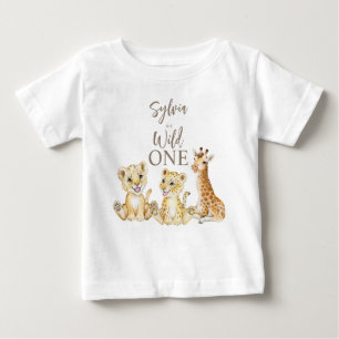 Wild one baby animals personalized name party T-Shirt