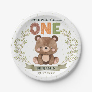 Wild One Baby Bear 1st Birthday Paper Plate