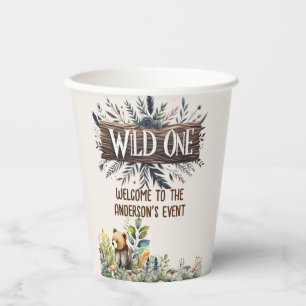Wild One Baby Bear Woodland Animals Custom Paper Cups