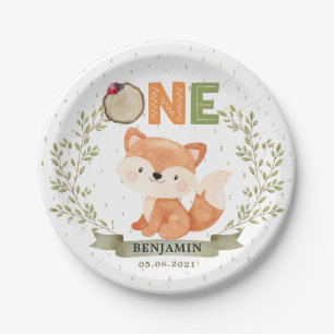 Wild One Baby Fox 1st Birthday Paper Plate