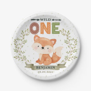 Wild One Baby Fox 1st Birthday Paper Plate