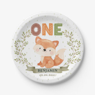 Wild One Baby Fox 1st Birthday Paper Plate