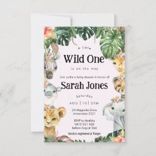 Wild One Baby Girl Baby Shower  Invitation