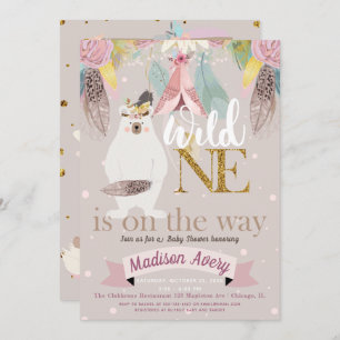 Wild One Baby Shower Girl Invitation