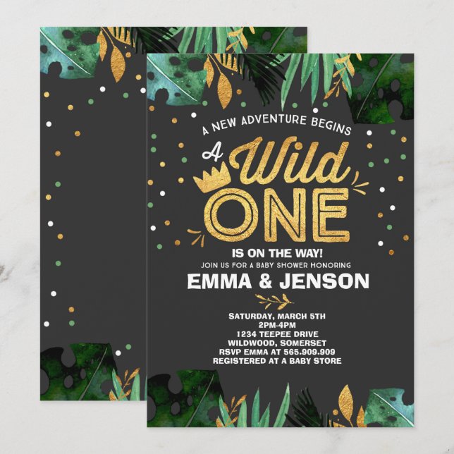 Wild One Baby Shower Invitation Adventure Shower (Front/Back)