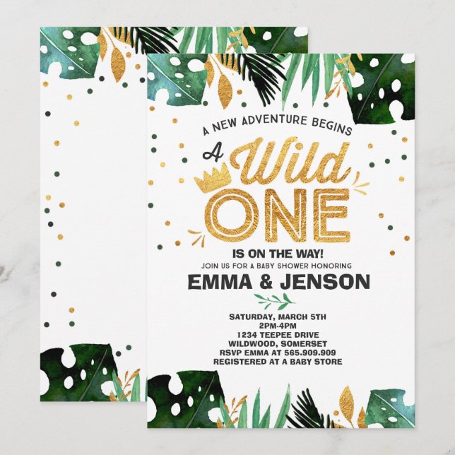 Wild One Baby Shower Invitation Adventure Shower (Front/Back)