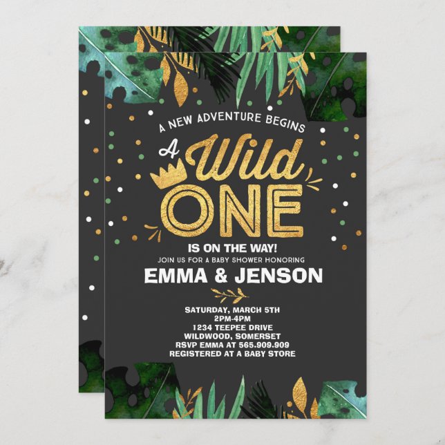Wild One Baby shower Invitation Vente-averse (Devant / Derrière)