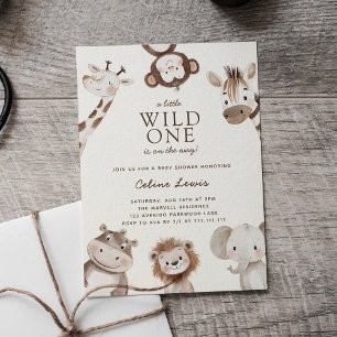 Wild One Baby Shower Safari Theme Invitation