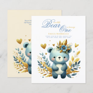 Wild One Bear 1st Birthday (or EDIT AGE) Teal Gold