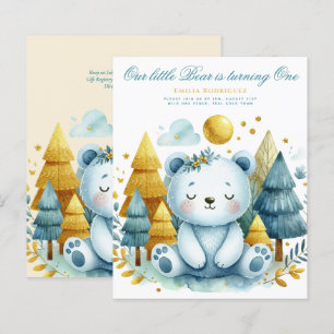 Wild One Bear 1st Birthday (or EDIT AGE) Teal Gold