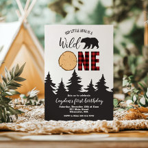 Wild One Bear Buffalo Plaid First Birthday
