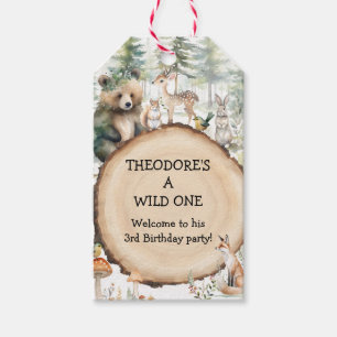 Wild One Bear Deer Woodland Forest Birthday Party Gift Tags