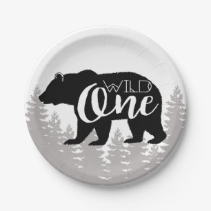 Wild One Bear   Forest   First Birthday Paper Plate
