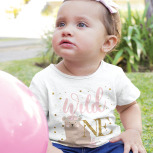 Wild One Bear - Personalized Glitter Baby T-Shirt
